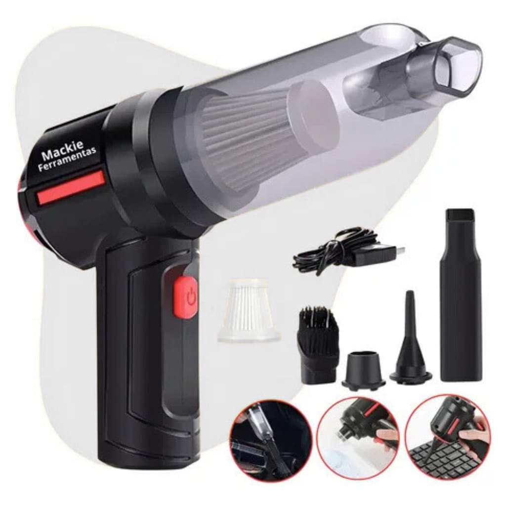 Aspirador De Pó Mini Soprador 3em1 Usb Portátil Recarregável