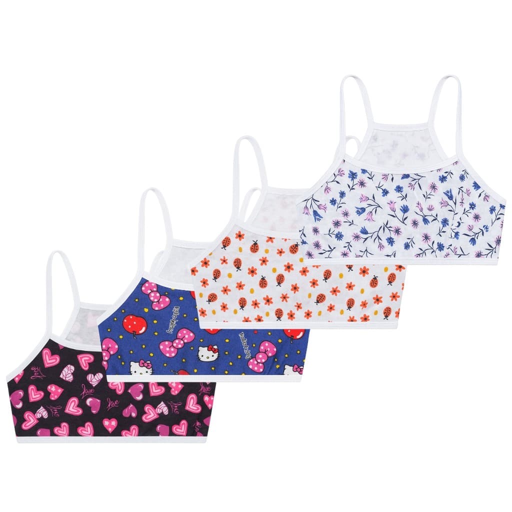 Kit 5 Top Sutiã Infantil Menina Moça Juvenil Algodão Colegial Sem Bojo