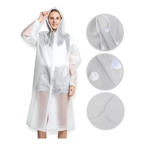 Capa de Chuva Grossa Vinil Transparente com Capuz Impermeável Reutilizavel Shows Festas Eventos