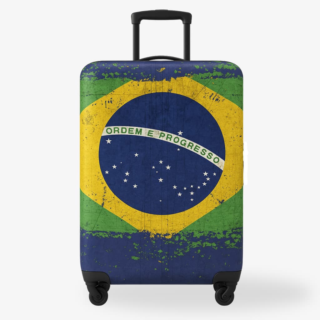 Capa para Mala Viagem Protetora Tecido Suplex Resistente Estampas Bandeira Brasil Bagagem Bordo