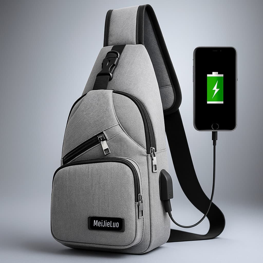 bolsa de ombro anti-roubo de ombro com entrada para carregador usb pratica e flexivel
