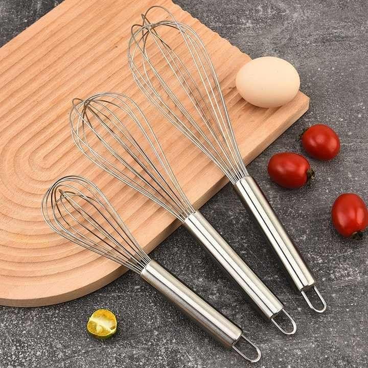 Batedor Fouet Inox 25cm Fue Creme Clara Bolo Massa Manual de Ovos Confeitaria Utensílio Doméstico