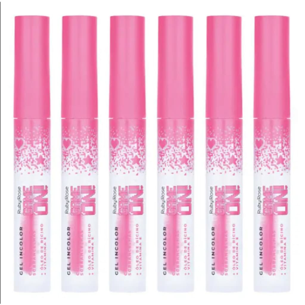 Kit 6 Gel Incolor Ruby Rose Cilios Sobrancelhas Atacado