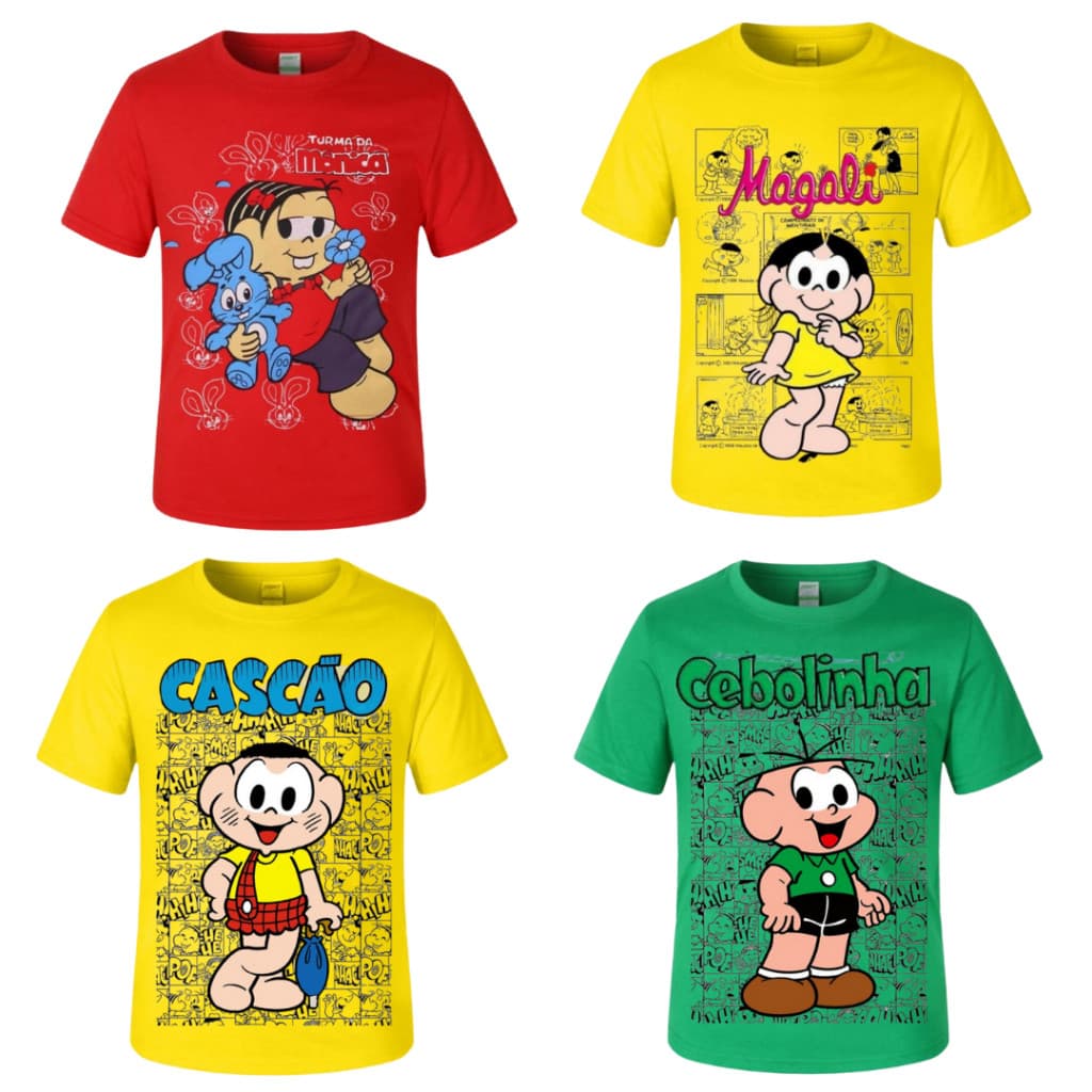 MONICA Magali - CAMISETA Fantasia Infantil Personagens Cebolinha Cascao