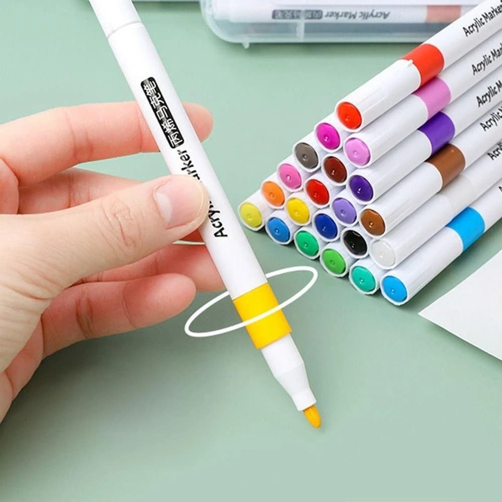 Kit Marcadores de acrílico 12/24/36/48 cores de tinta com CANETA BRANCA à prova d'água