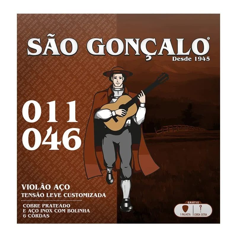 ENCORDOAMENTO SAO GONÇALO AÇO PRATA VIOLÃO 0.011-0.046 125