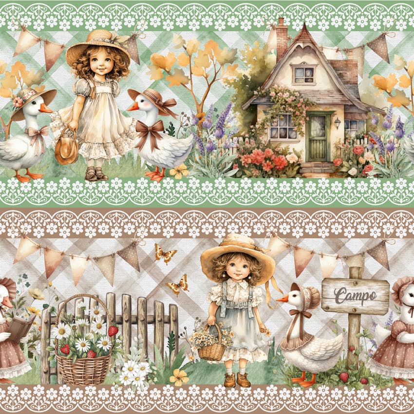 Tricoline Digital Barrado Camponesa Cottage, 50cm x 1,50mt