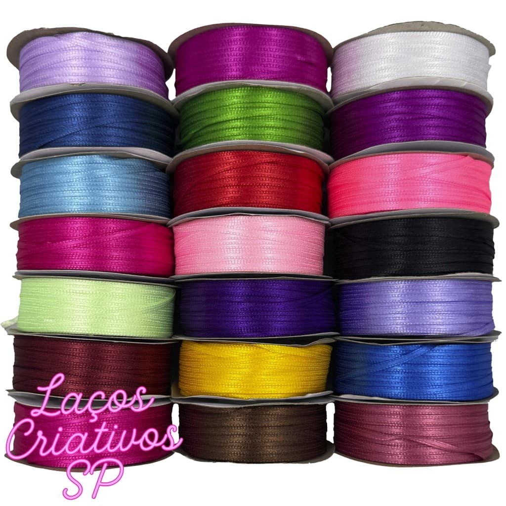 Fita de Cetim N°0 (3mm) – Rolo 100mts | Artesanato, Laços, Costura e Decoração