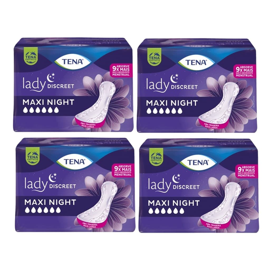 Kit 4 Absorvente Tena Lady Discreet Maxi Night 6 Un