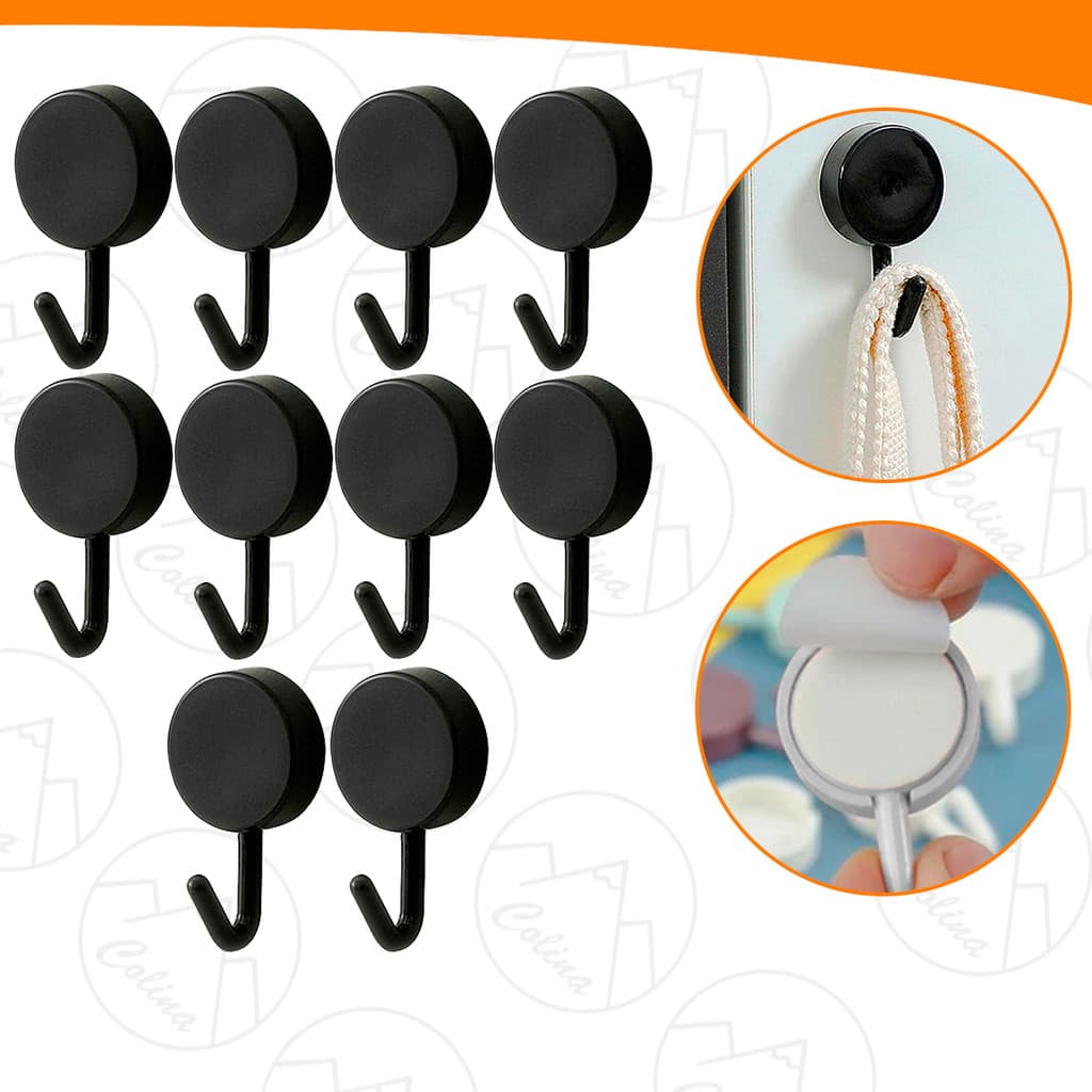 Kit 5 a 10 Und Gancho De Parede Multiuso Organizador Adesivo Redondo Cozinha Banheiro Sala