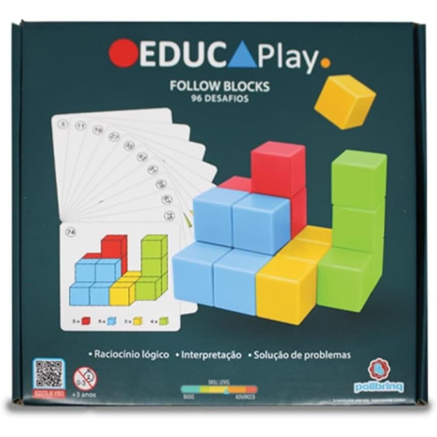 Polibrinq Brinquedo Educativo Follow Blocks 96 Desafios
