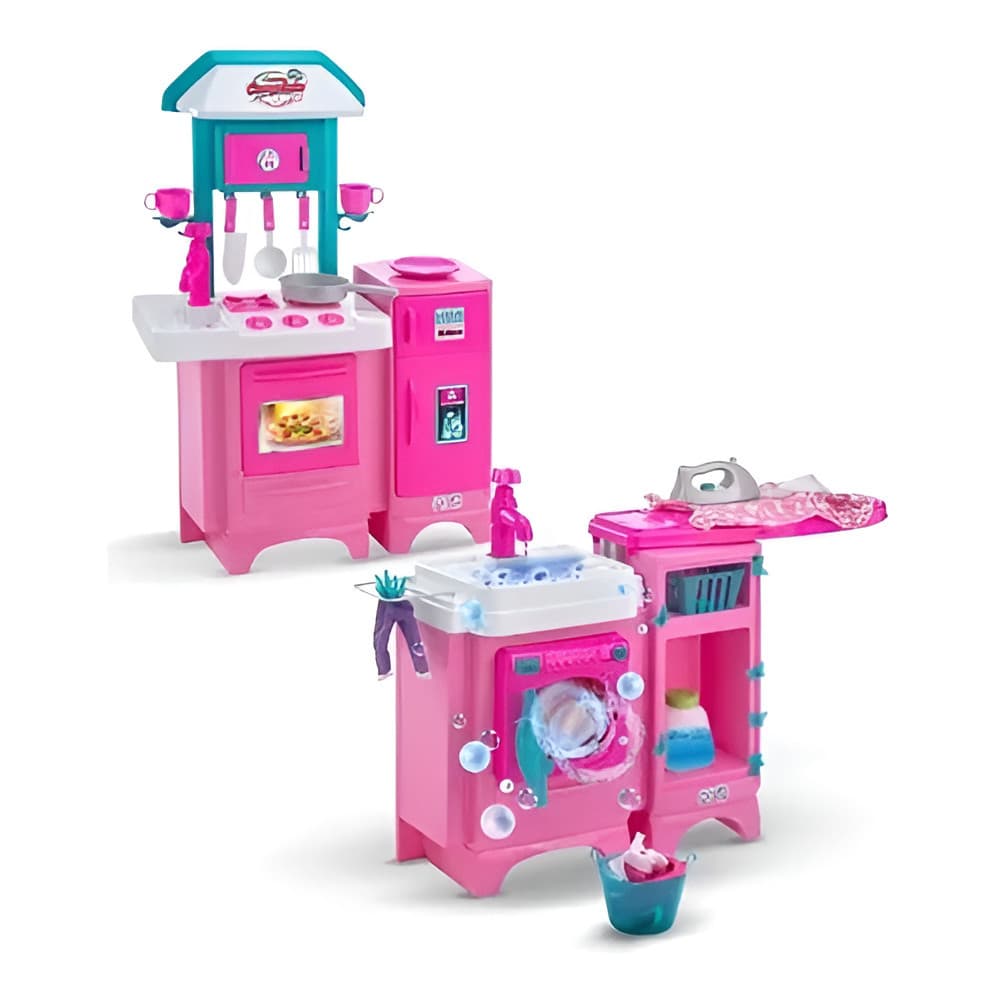 Cozinha E Lavanderia Lava & Passa Completa - Magic Toys 8043 Cor Rosa