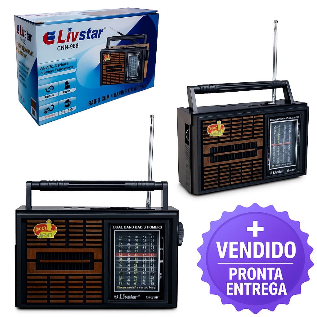 Radio Livstar Retrô Portatil P/ Cadeia Presidio Livstar Cnn-1313  Am/ Fm/ Tv/ Sw Som Alta Qualidade