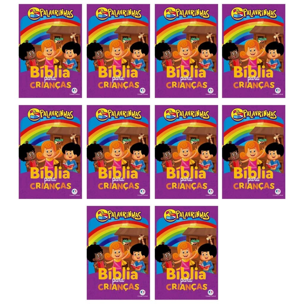 Kit 10 Bíblias Infantil Para Crianças - 3 Palavrinhas Ciranda Cultural - Brochura Atacado