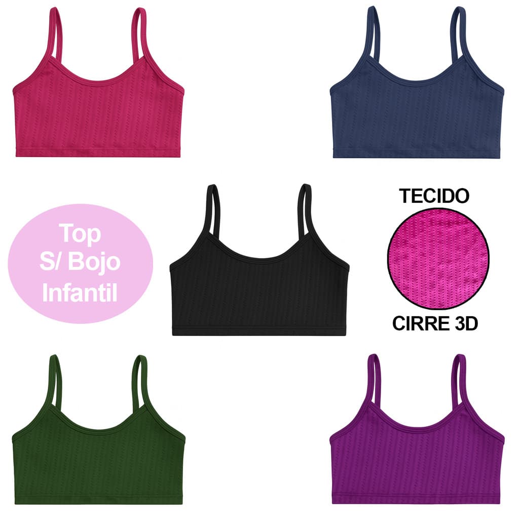 Top Infantil Kids Cirre 3D Zig Zag Fitness Escola Sem Bojo