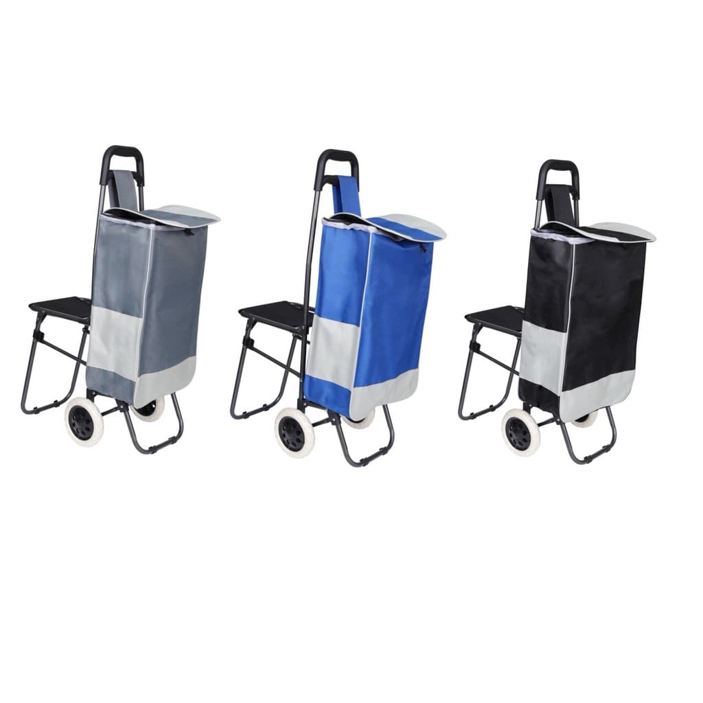 Carrinho De Compras Dobrável C/ Rodas E Assento Reforçado