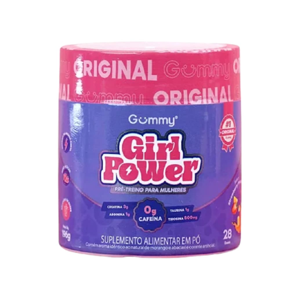 Gummy Girl Power Pré Treino Com Creatina Zero Cafeína 196g Morango