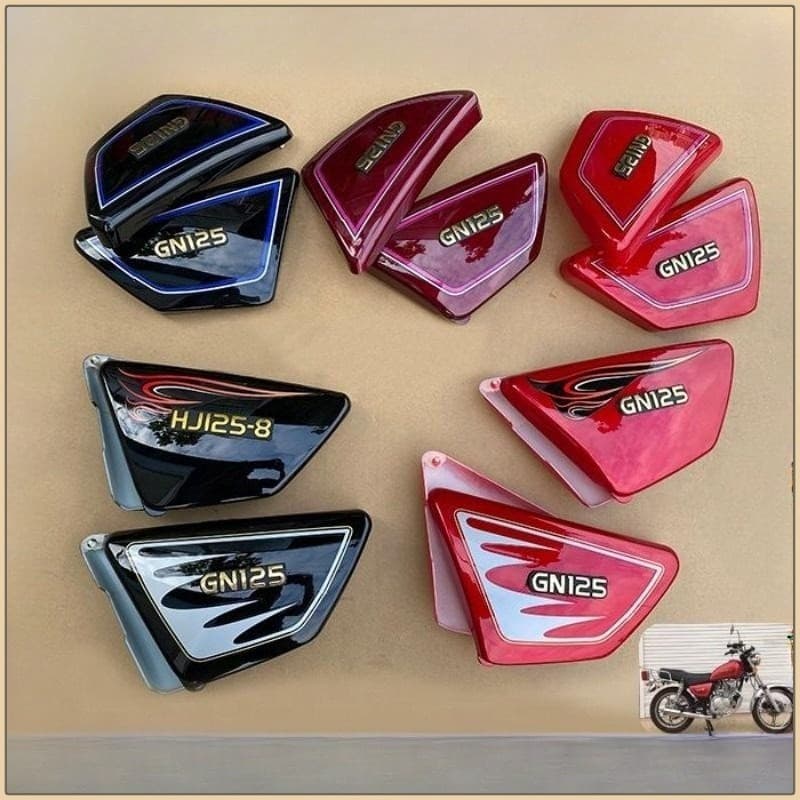 Prosperityus Acessórios Para Motocicleta Universal GN125 Tampa Do Lado Esquerdo E Direito Da Bateria , Vermelho Preto Op
