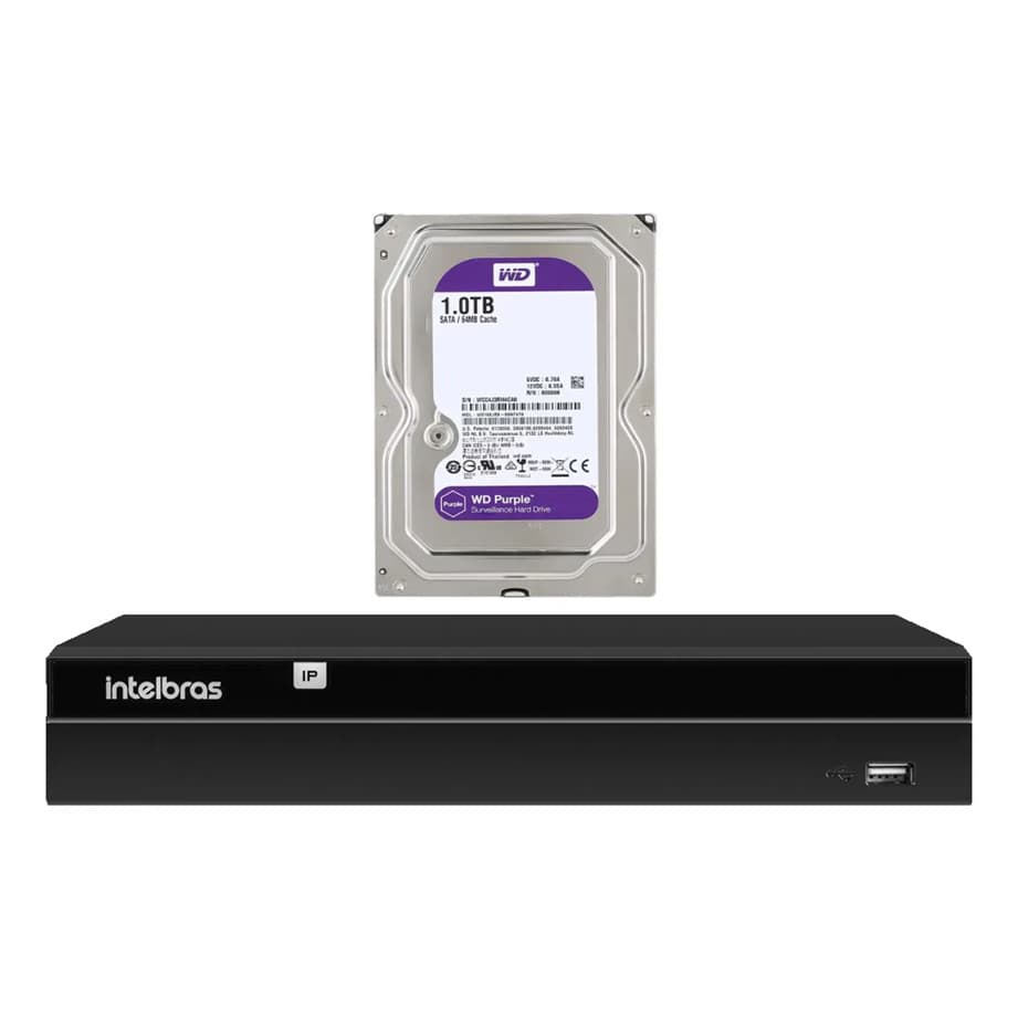 Gravador Ip Nvr 4 Canais Poe Nvd 1404 P + Hd 1 Tb Purple Intelbras