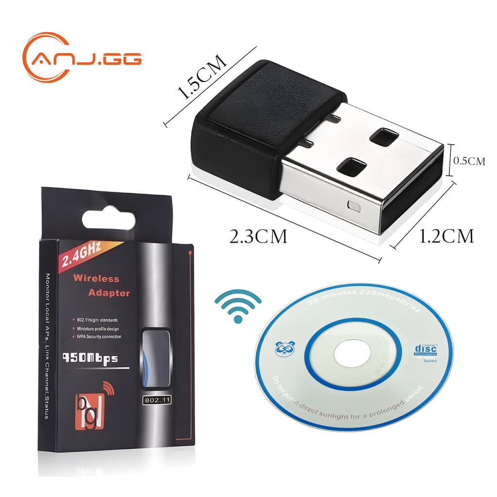 Adaptador WiFi USB 2.4GHz Compatível com Windows/Linux/MacOS 72Mbps