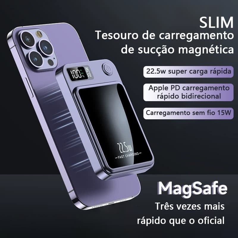 Carregador Portátil Para Iphone Indução Magsafe Powerbank 10000 mAh Battery Pack -FY-109