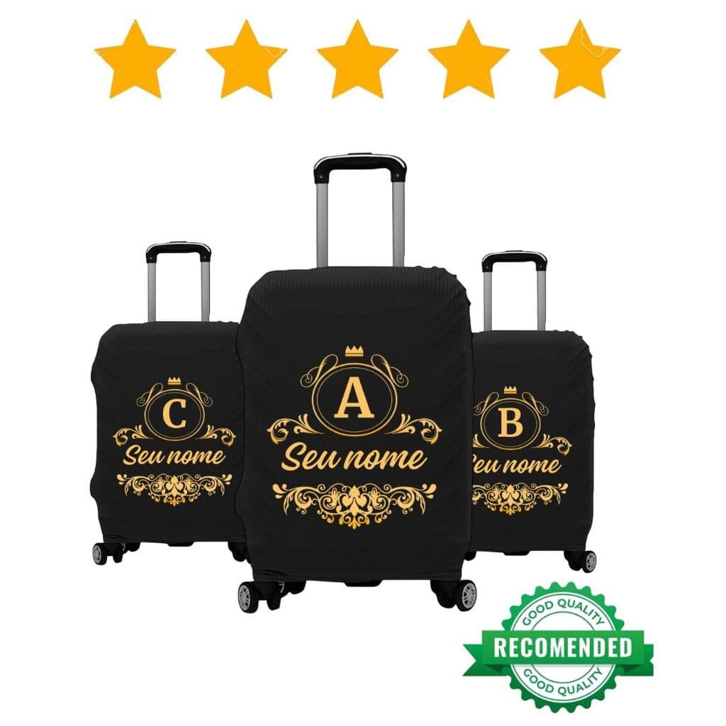 Capa de Mala Personalizada- Suitcase royalty - 8 a 23 KG P M G- Tecido Canelado Premium