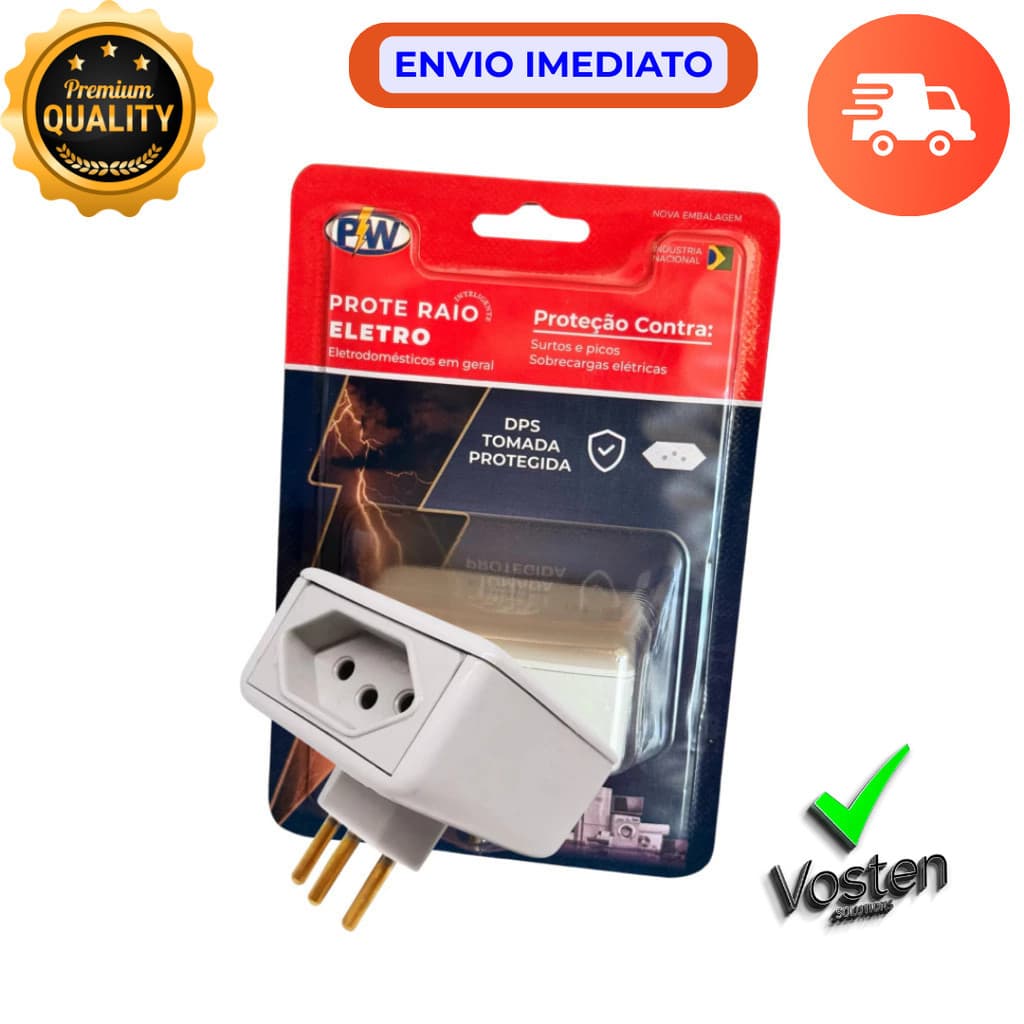 Protetor Contra Raio Surtos Picos Eletro Dispositivo de Proteção Eletrodomésticos com 2 Tomadas 127v 220v 10A