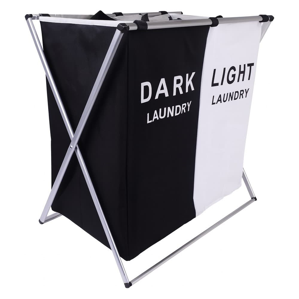 Cesto de Roupa Suja Duplo com 2 Divisórias Separador de Roupas para Lavanderia Yikasa
