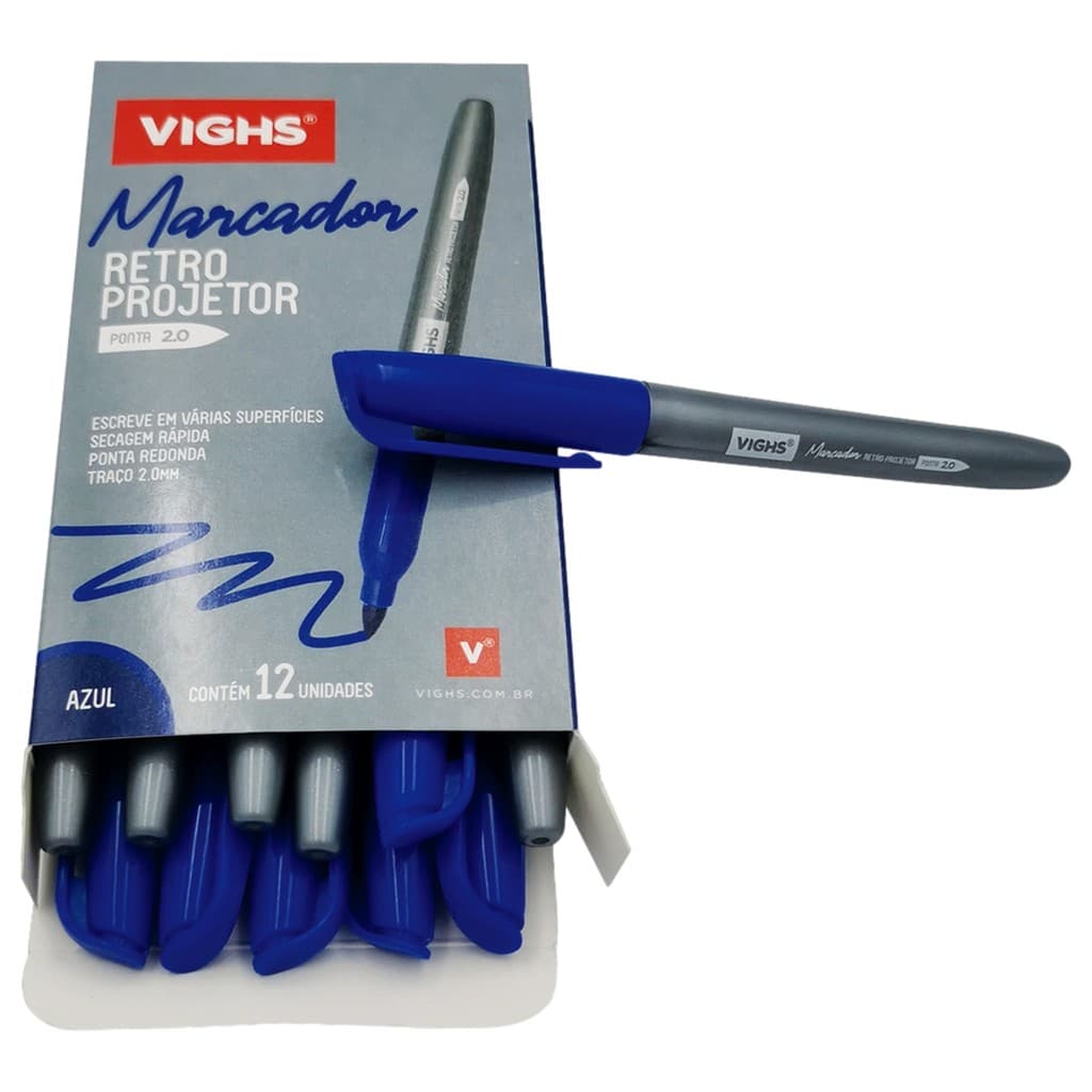 12 CANETA RETRO PROJETOR MARCADOR PERMANENTE PONTA 2.0 VIGHS