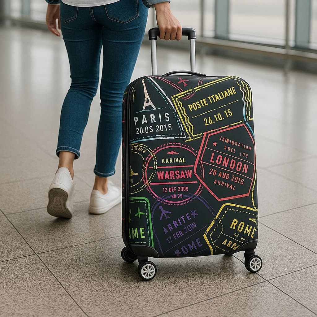 Capa Para Mala Selos Travel Preto Bagagem Protetora Viagem Colorida Proteção Segurança