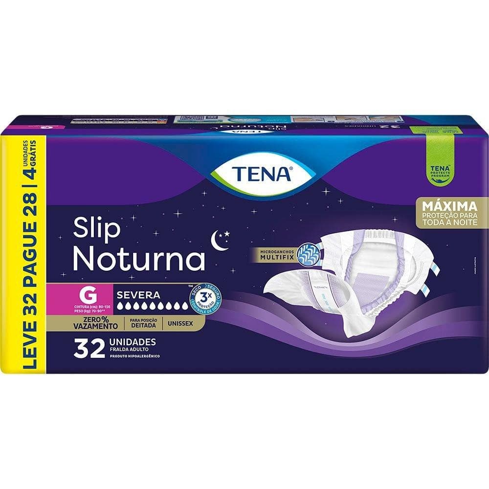 Fralda Geriátrica Tena Slip Noturna G Leve 32 Pague 28 unidades