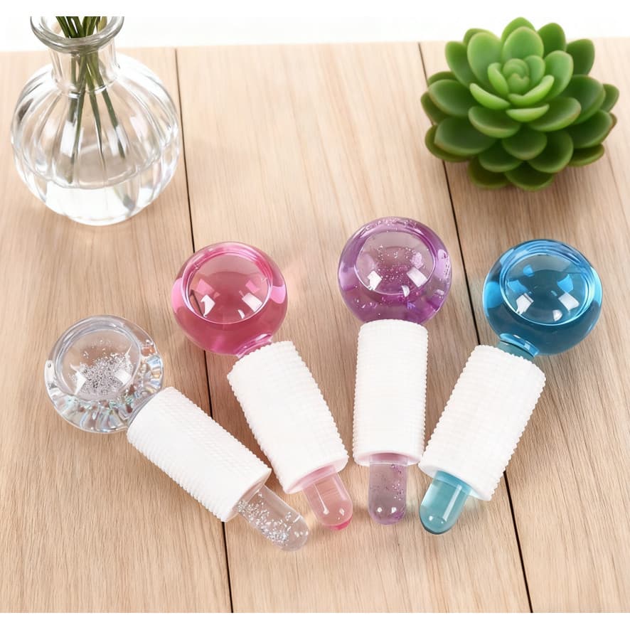 Globos Faciais P/ Massagem Esfera 2 Peças Cromoterapia Cristal Anti Aging Profissional Estética Azul Rosa Crystal Ball