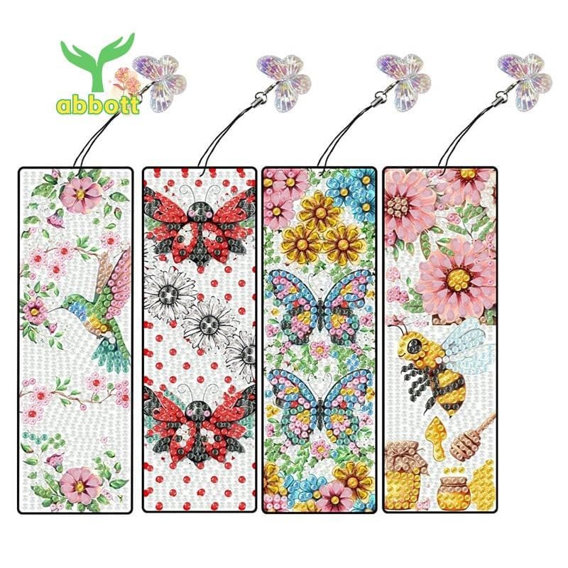 🌺4 Pçs Marcadores De Arte Diamante-Kits De Acrílico Para Mulheres-Primavera Flor Borboleta DIY Marcador