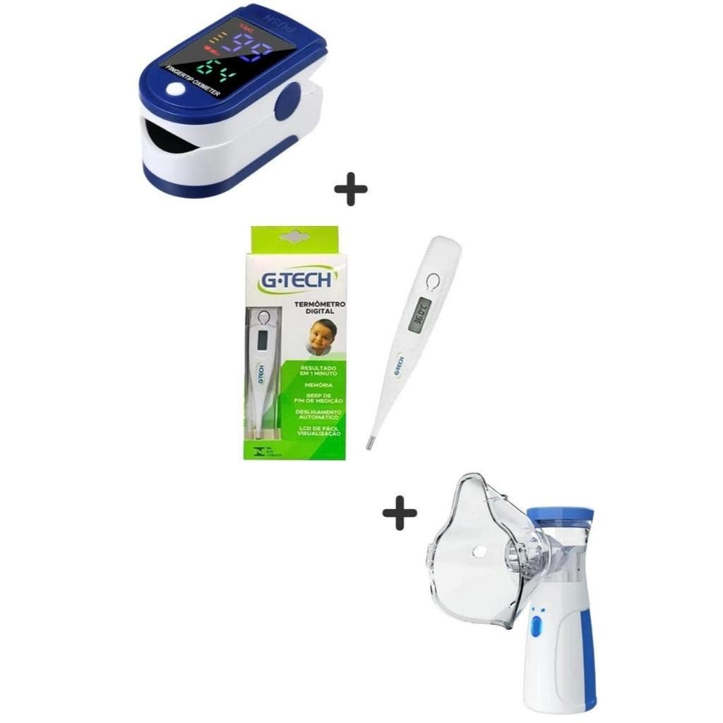 Kit Completo Oximetro digital + Termômetro G-tech+ inalador ultrasonico Portatil