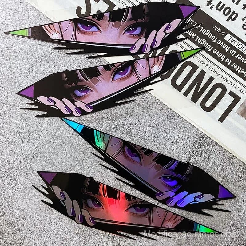 Adesivos Universais de Motocicleta JDM Olhos de Anime Adesivos de Vinil à Prova d'Água para Tanque