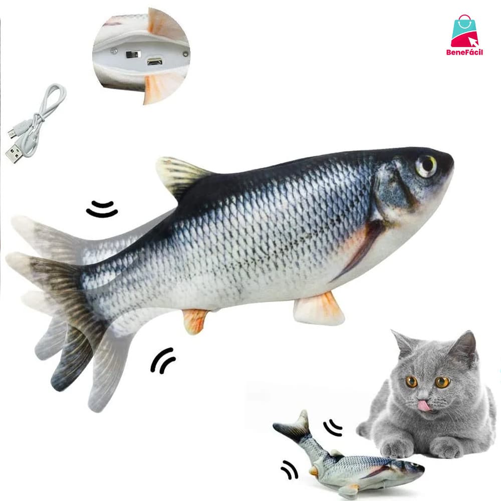 Brinquedo Estimulante com Peixe Elétrico - Atrai e Exercita Gatos e Outros Pets