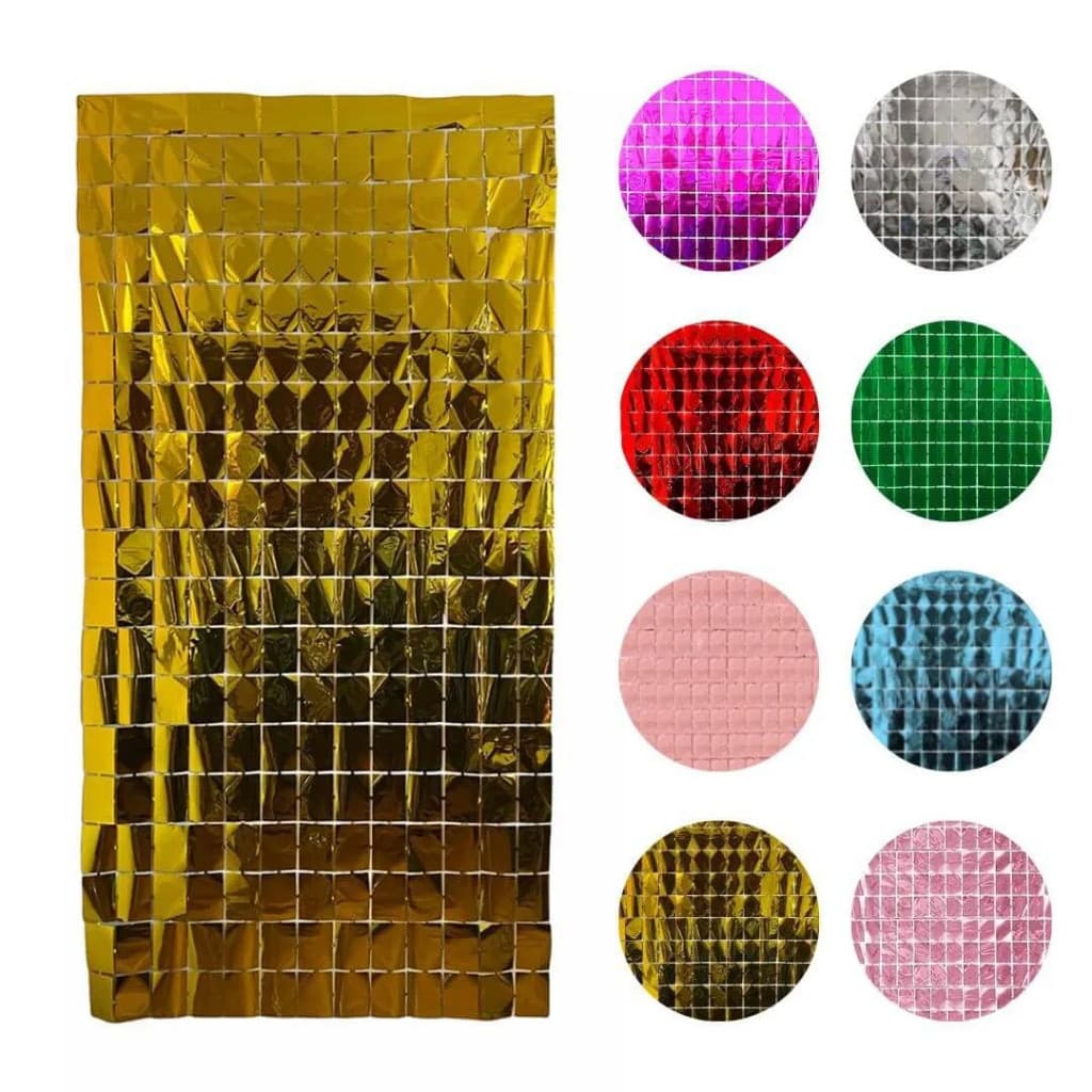 Cortina Metalizada Quadradinho Painel Festa