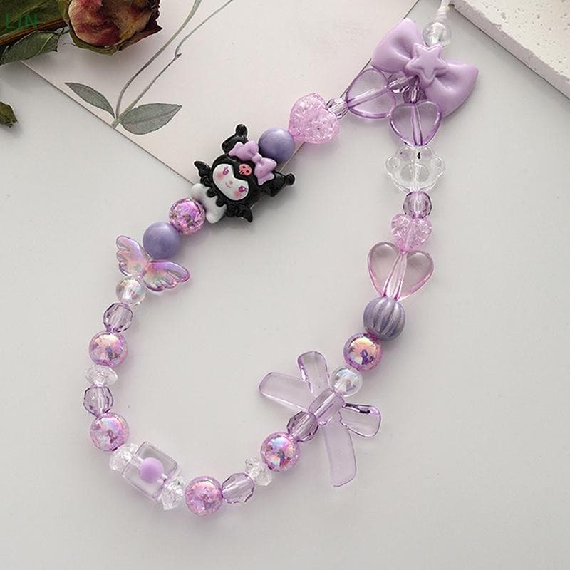 Frisado Telefone Corrente Cinta Cordão Pingente Doce Menina Anti-Perdido Pulseira Saco Decoração