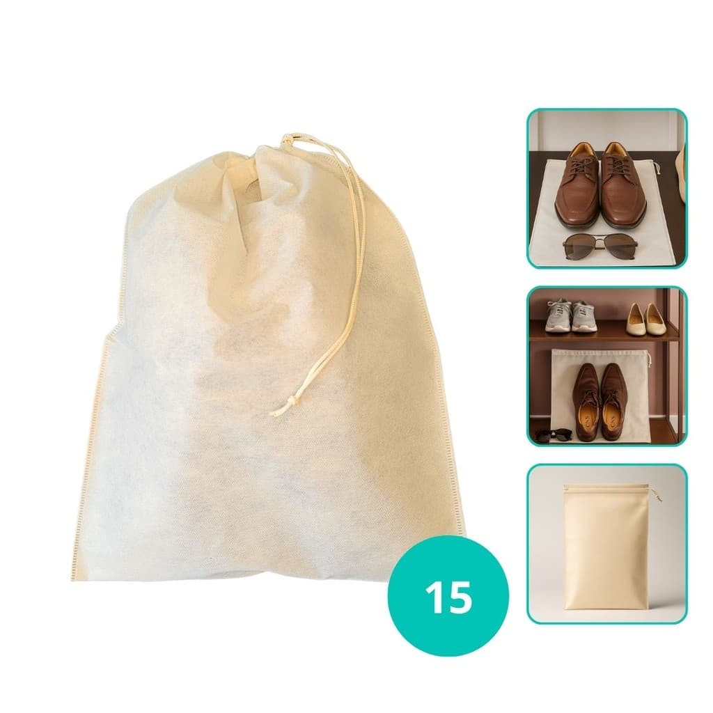 Kit 15 Sacos Tnt Calçados Sapato Chinelo 33x42 cm Organizar Armário Mala Viagem