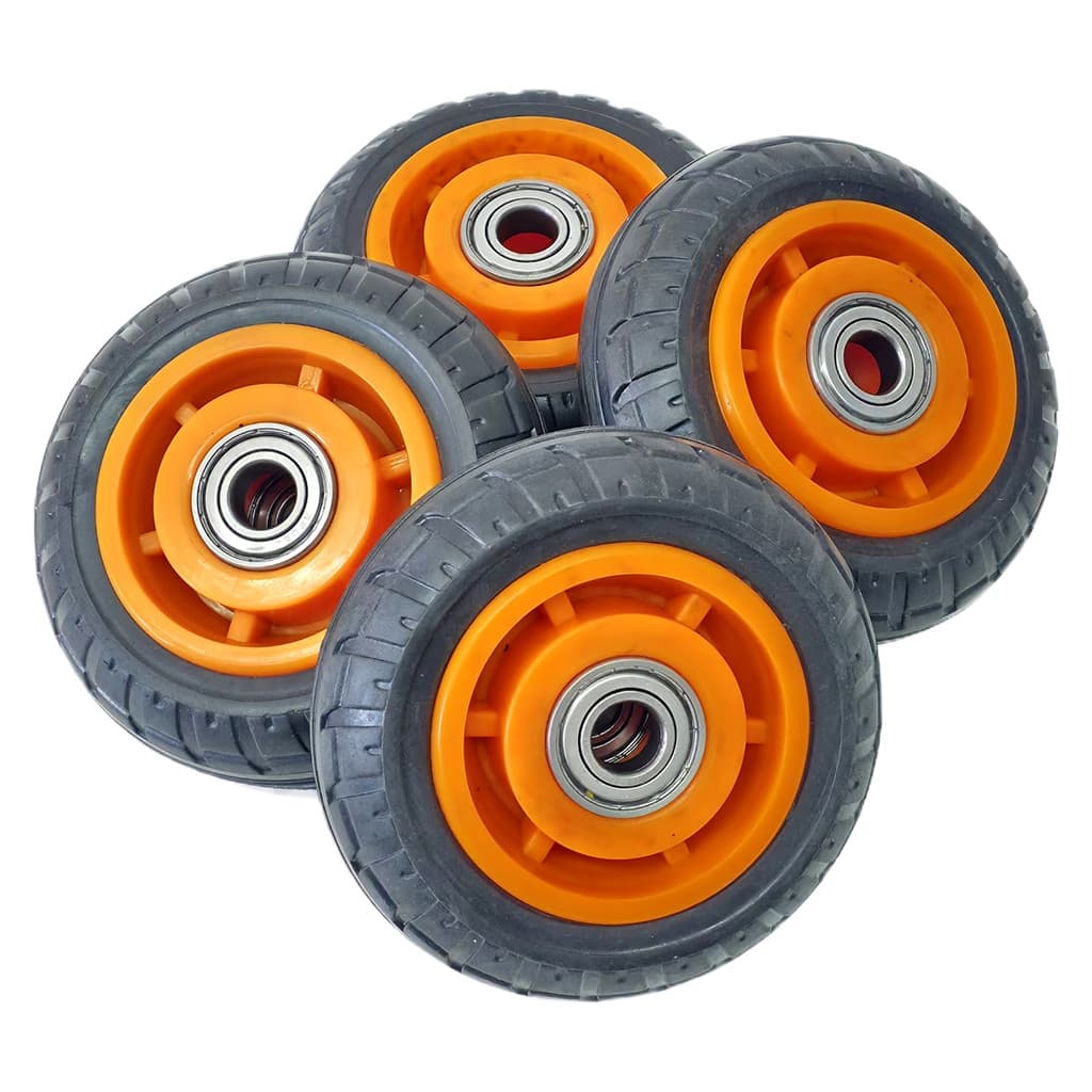 Kit 4 Rodas De Borracha Maciça 5 Polegadas Rodizio Para Patinete Elétrico Rolamento Duplo 35mm