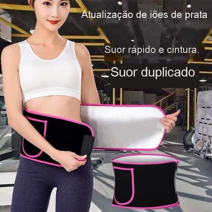 Cinta Térmica Modeladora Unissex Efeito Sauna Redução de Medidas Ajustável com Bolso para Celular