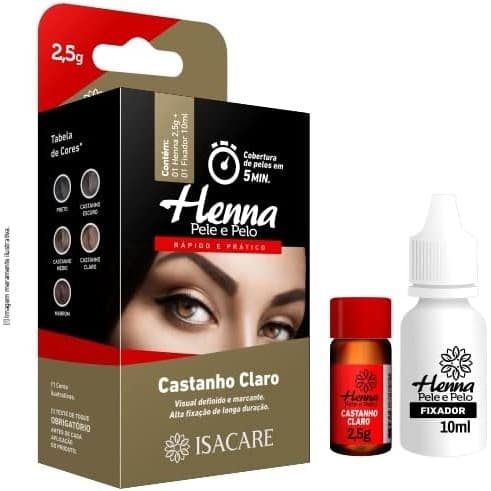 ISACARE TINTURA HENNA SOBRANCELHAS CASTANHO MEDIO 2,5G