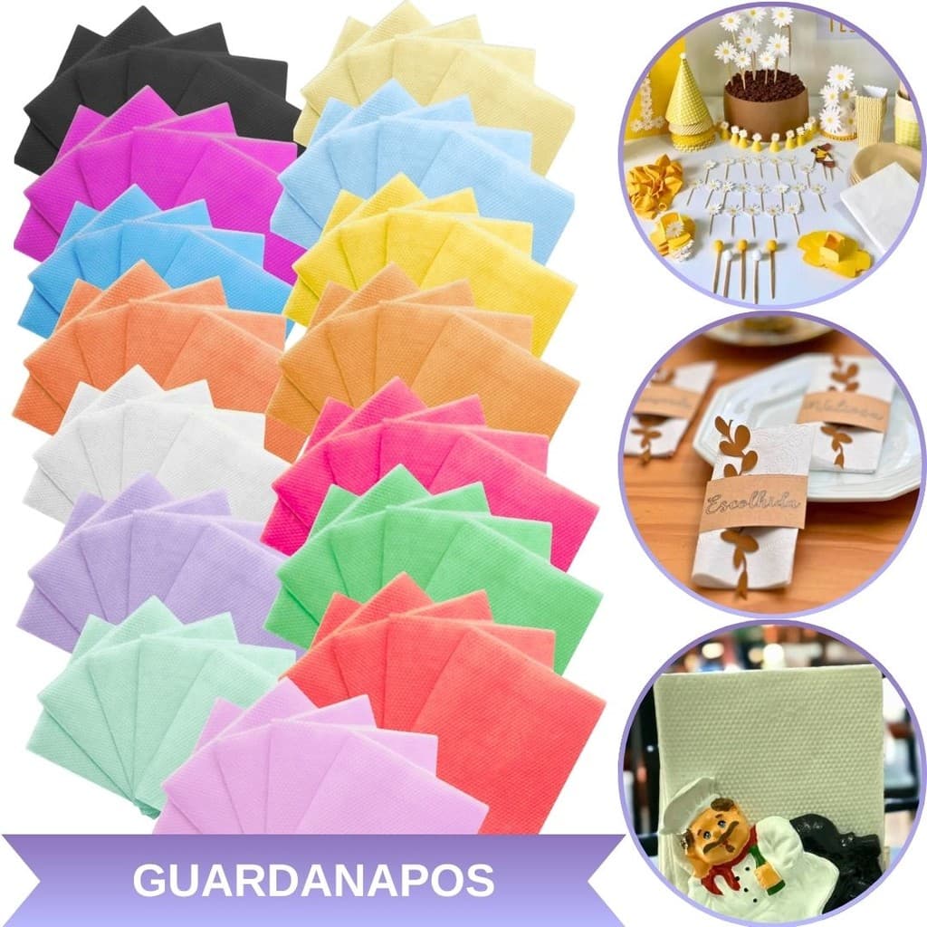 Pacote Com 50 Guardanapos Festa Aniversário Descartável Luxo Colorido Escolha Sua Cor Pastel Candy