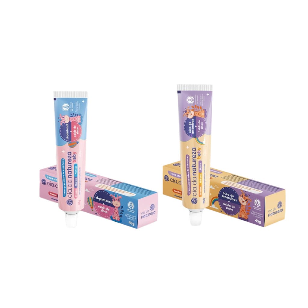 Kit C/2 Creme Pomada Assaduras Cia da Natureza Baby - Tradicional 45g + Óleo de Amêndoas 45g