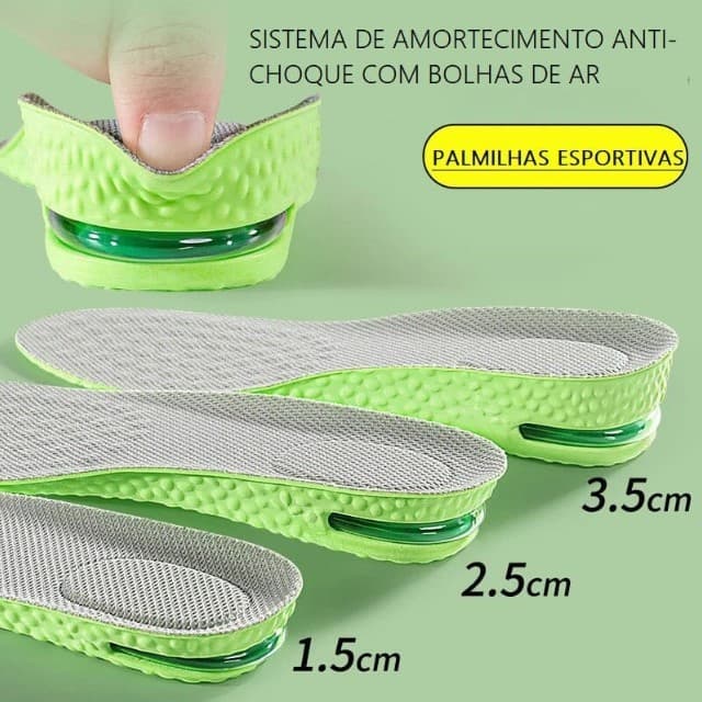 Palmilha Altura Verde Espuma Conforto Gel Elevador Anti Odor