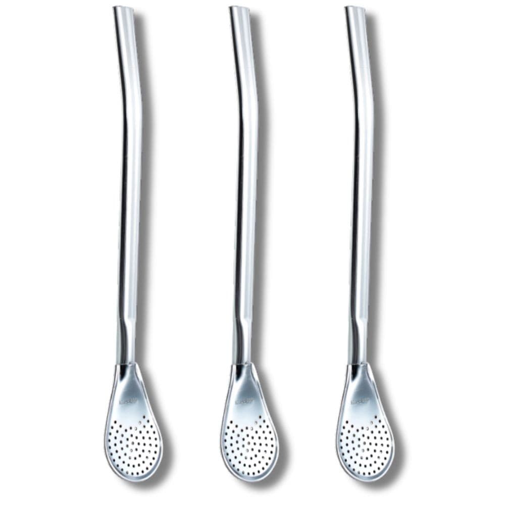 Kit 3 Bomba Cromada Para Tereré e Chimarrão 19cm