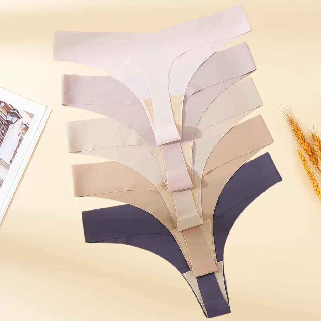 Kit 5 Calcinhas Sem Costura Fio Dental Invisível Corte a Laser Confortável Não Marca na Roupa