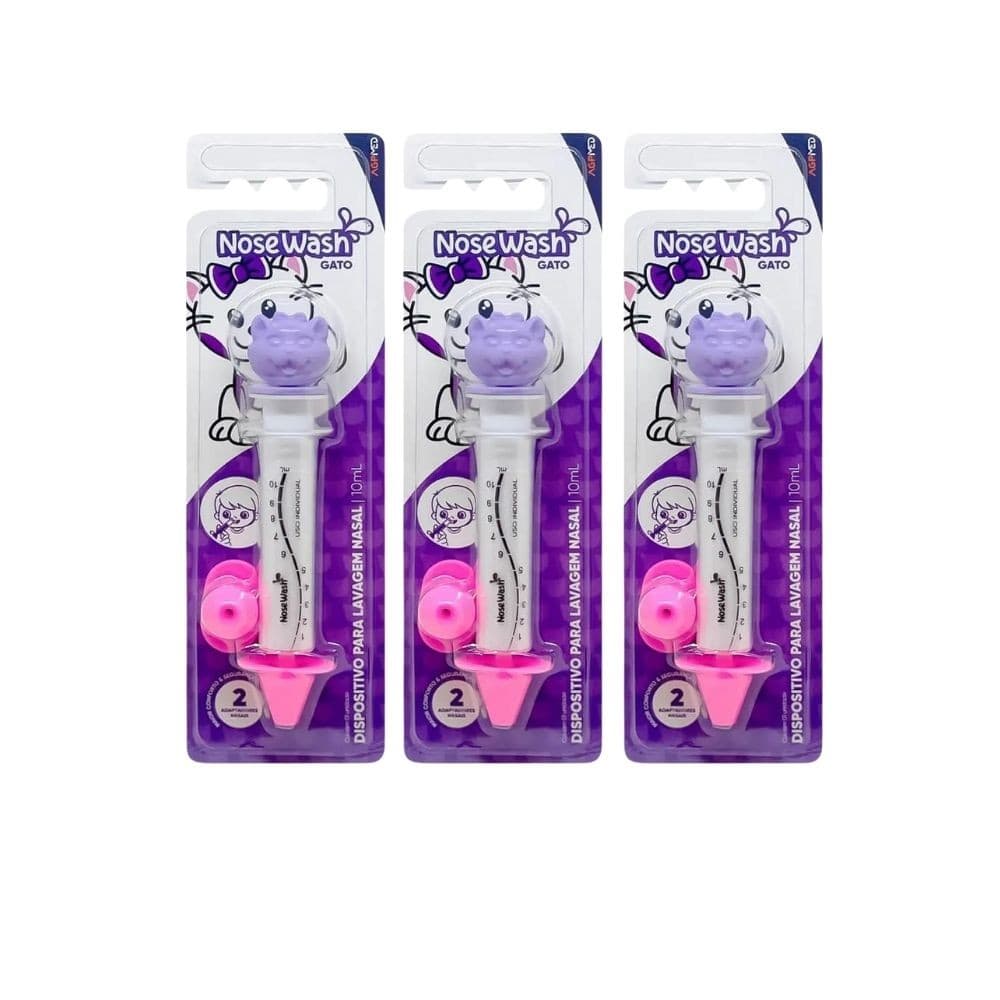 KIT C/3 UNID SERINGA  LAVAGEM NASAL INFANTIL GATO - NOSEWASH