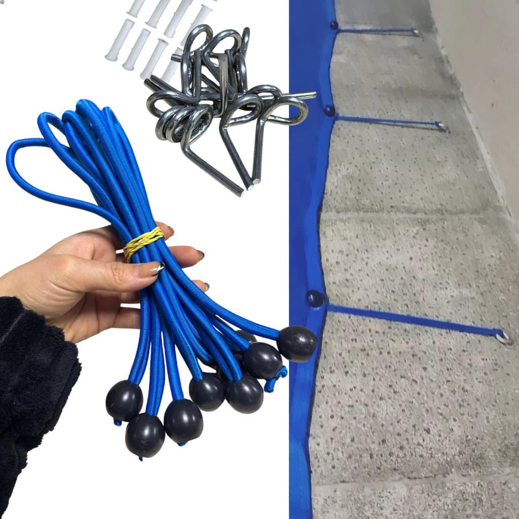 Kit Instalação Elástico Para Capa Lona Piscina 25cm (Pino, Bucha e Bolinha)