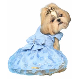 Roupa Pet - Vestido Floral Azul